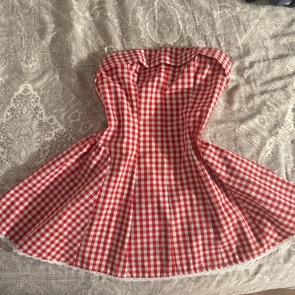 Red gingham mini dress